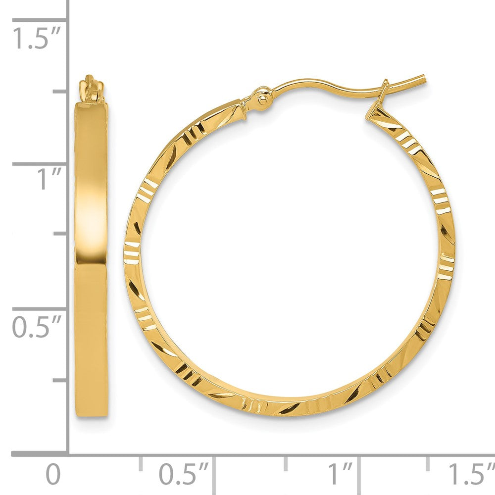 10K Gelbgold Diamantiert Kante Groß 3mm Poliert Creolen