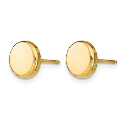 10K Gelbgold Poliert Knopf Ohrstecker