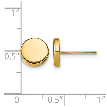 10K Gelbgold Poliert Knopf Ohrstecker