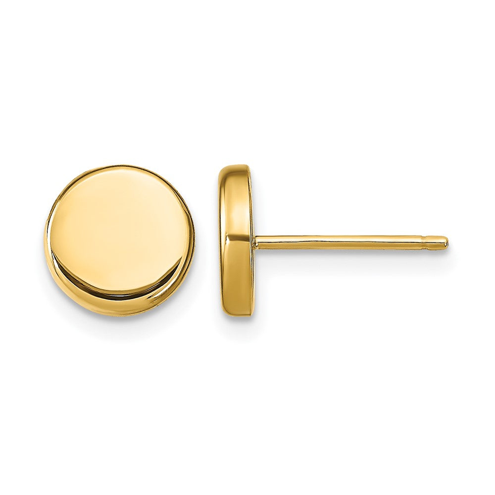 10K Gelbgold Poliert Knopf Ohrstecker