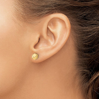 10K Gelbgold Poliert Geometric Kugel Ohrstecker