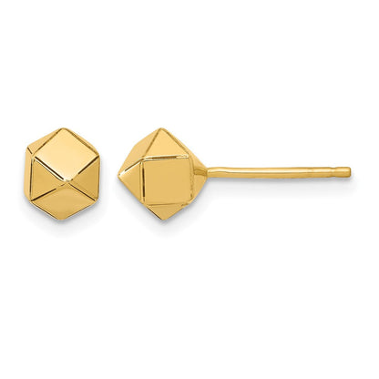10K Gelbgold Poliert Geometric Kugel Ohrstecker