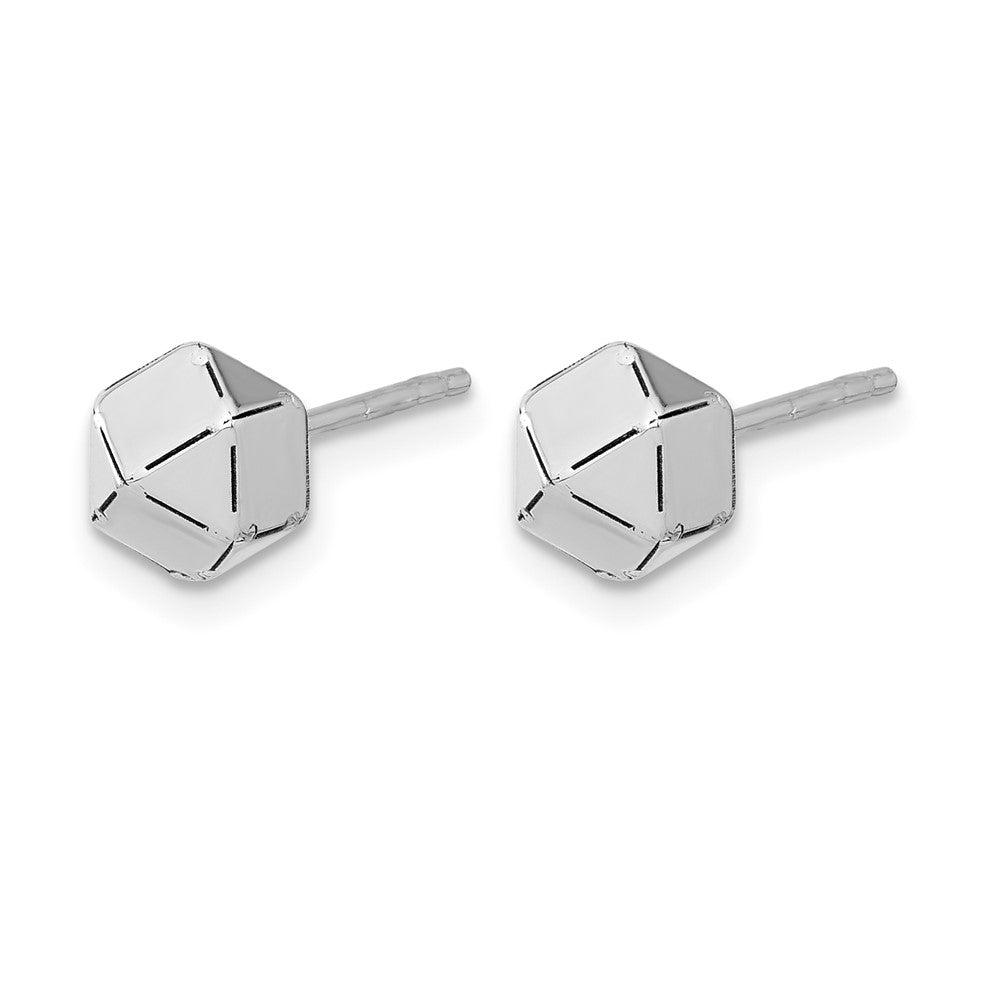 10K Weißgold Poliert Geometric Kugel Ohrstecker