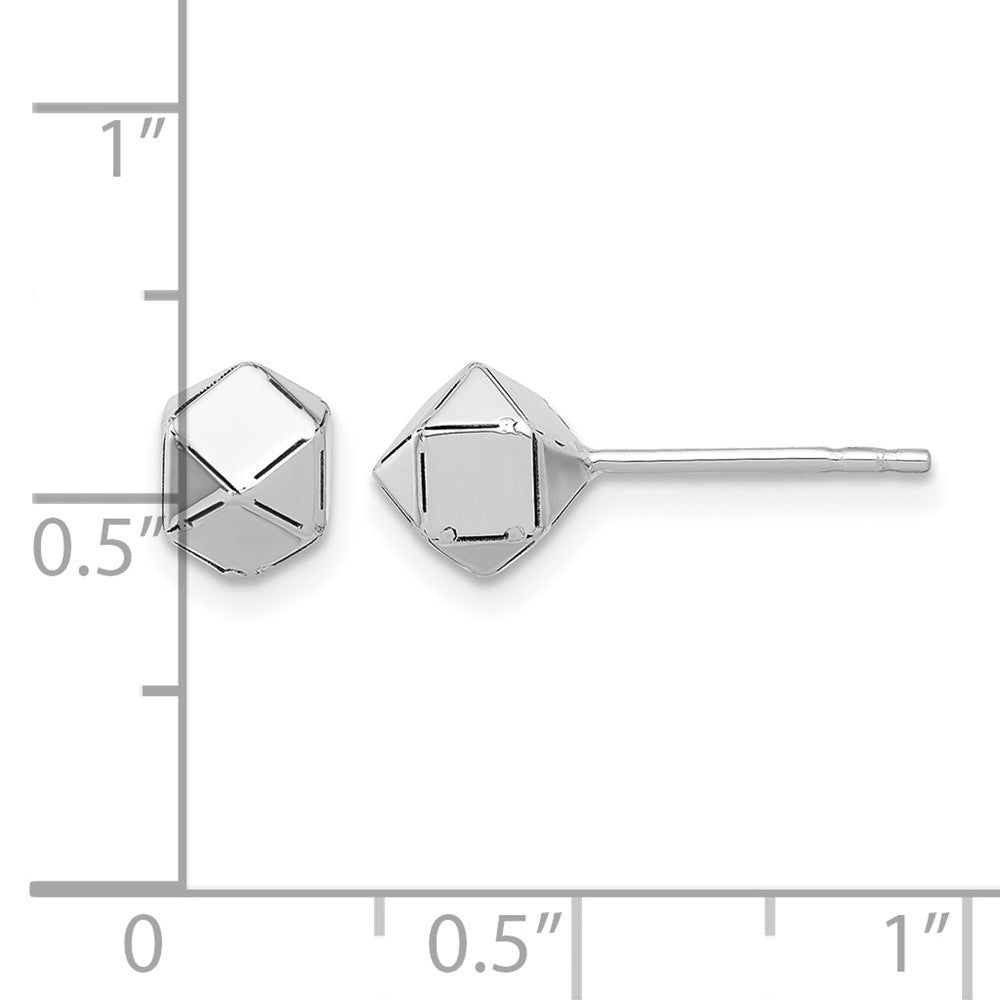 10K Weißgold Poliert Geometric Kugel Ohrstecker