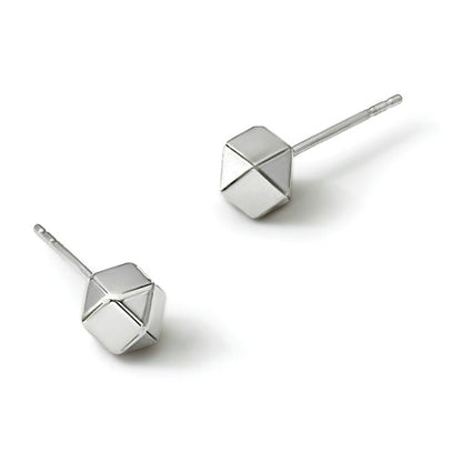 10K Weißgold Poliert Geometric Kugel Ohrstecker