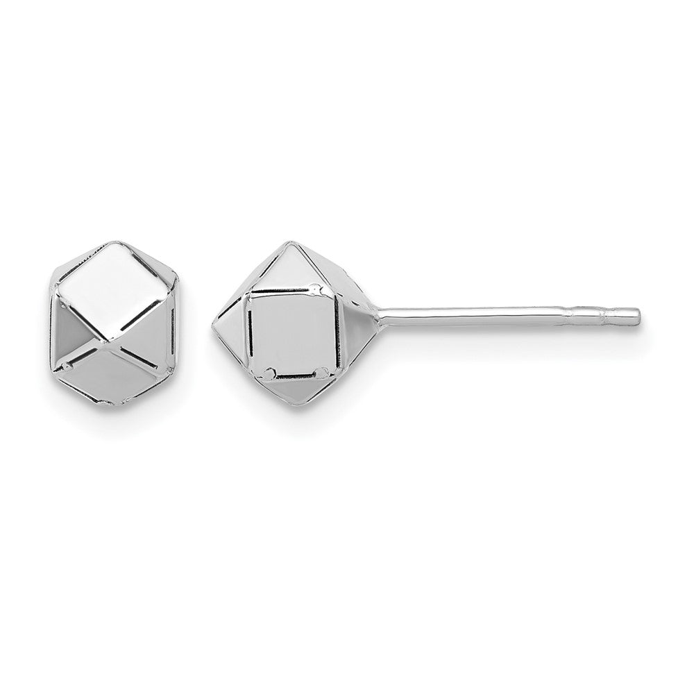 10K Weißgold Poliert Geometric Kugel Ohrstecker