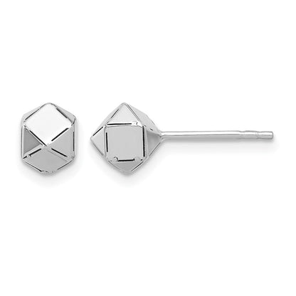 10K Weißgold Poliert Geometric Kugel Ohrstecker