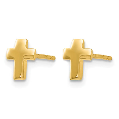 10K Gelbgold Poliert Kreuz Ohrstecker