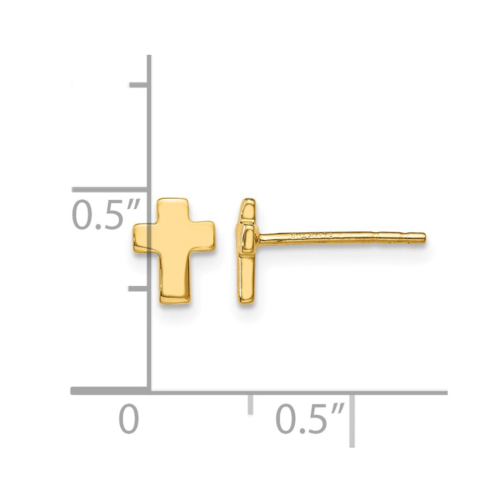 10K Gelbgold Poliert Kreuz Ohrstecker