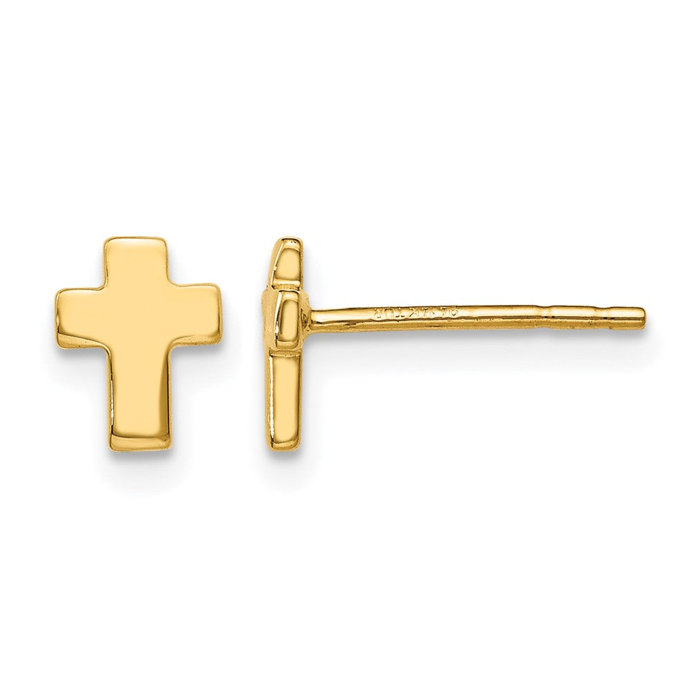 10K Gelbgold Poliert Kreuz Ohrstecker