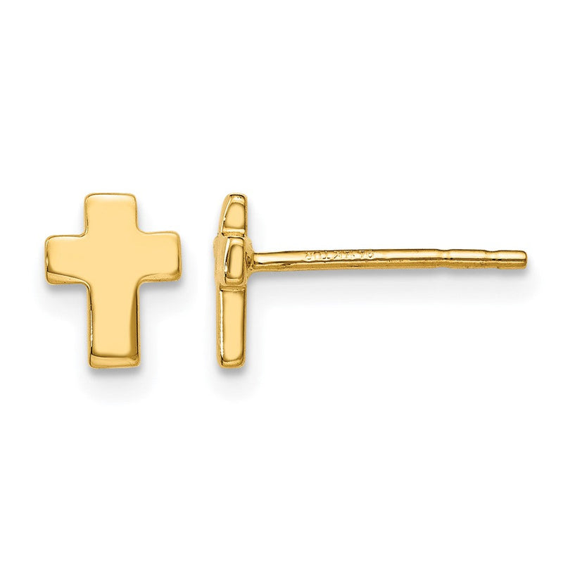 10K Gelbgold Poliert Kreuz Ohrstecker