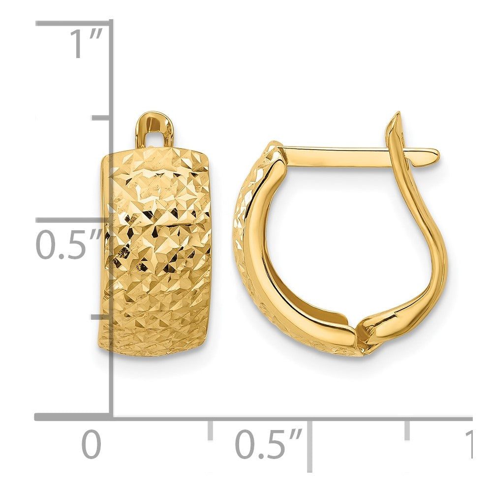 10K Gelbgold Poliert und Diamantiert Omega Rückseite Ohrringe