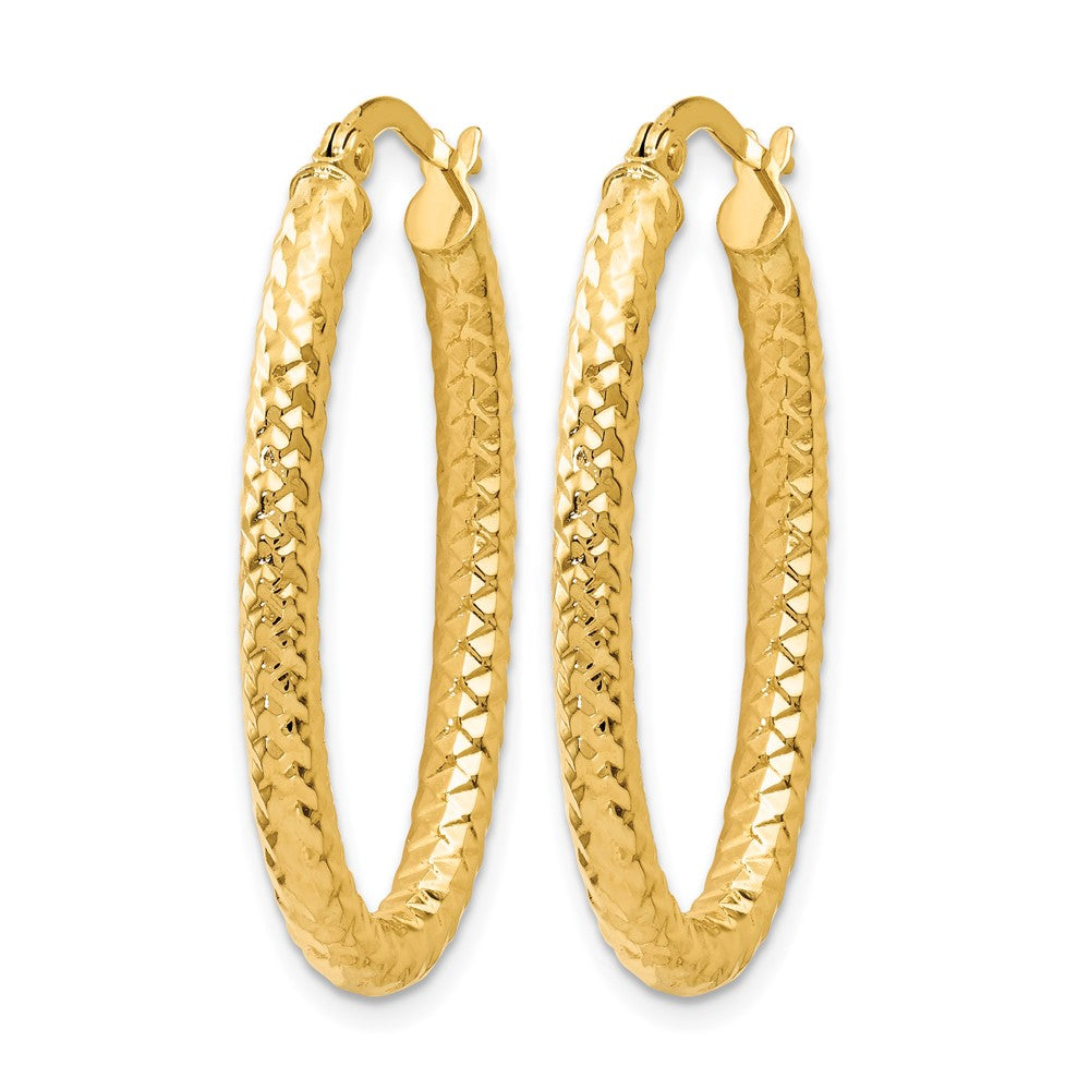10K Gelbgold Foreverlite Poliert und Strukturiert Oval Creolen