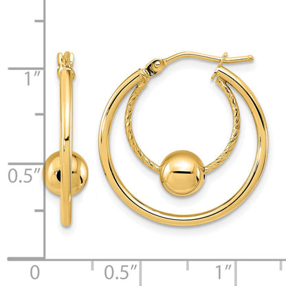 10K Gelbgold Poliert Strukturiert mit 6mm Kugel Creolen