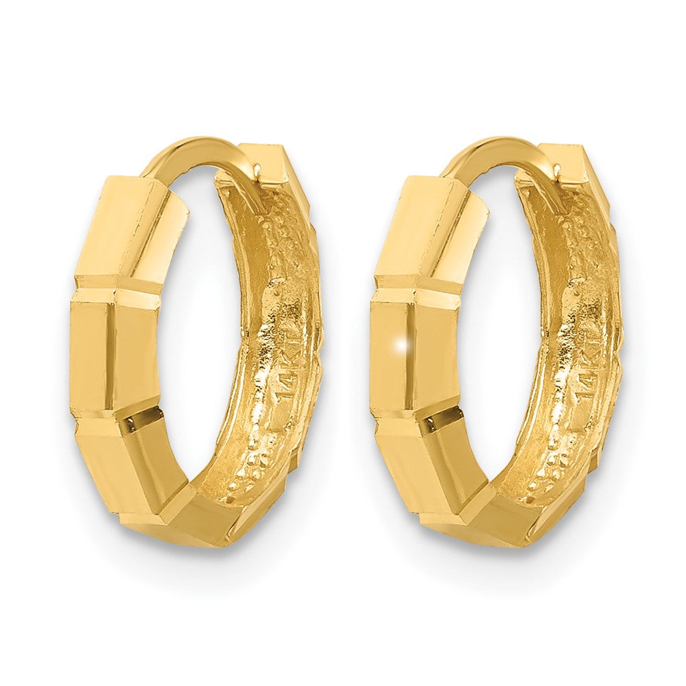 10K Gelbgold Poliert und Diamantiert Huggie Creolen