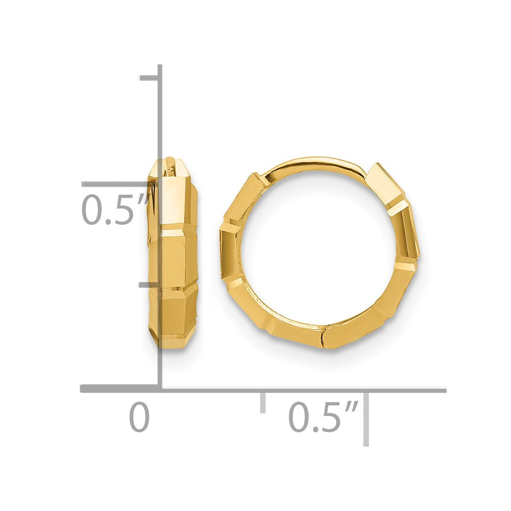 10K Gelbgold Poliert und Diamantiert Huggie Creolen