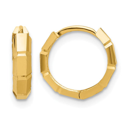 10K Gelbgold Poliert und Diamantiert Huggie Creolen