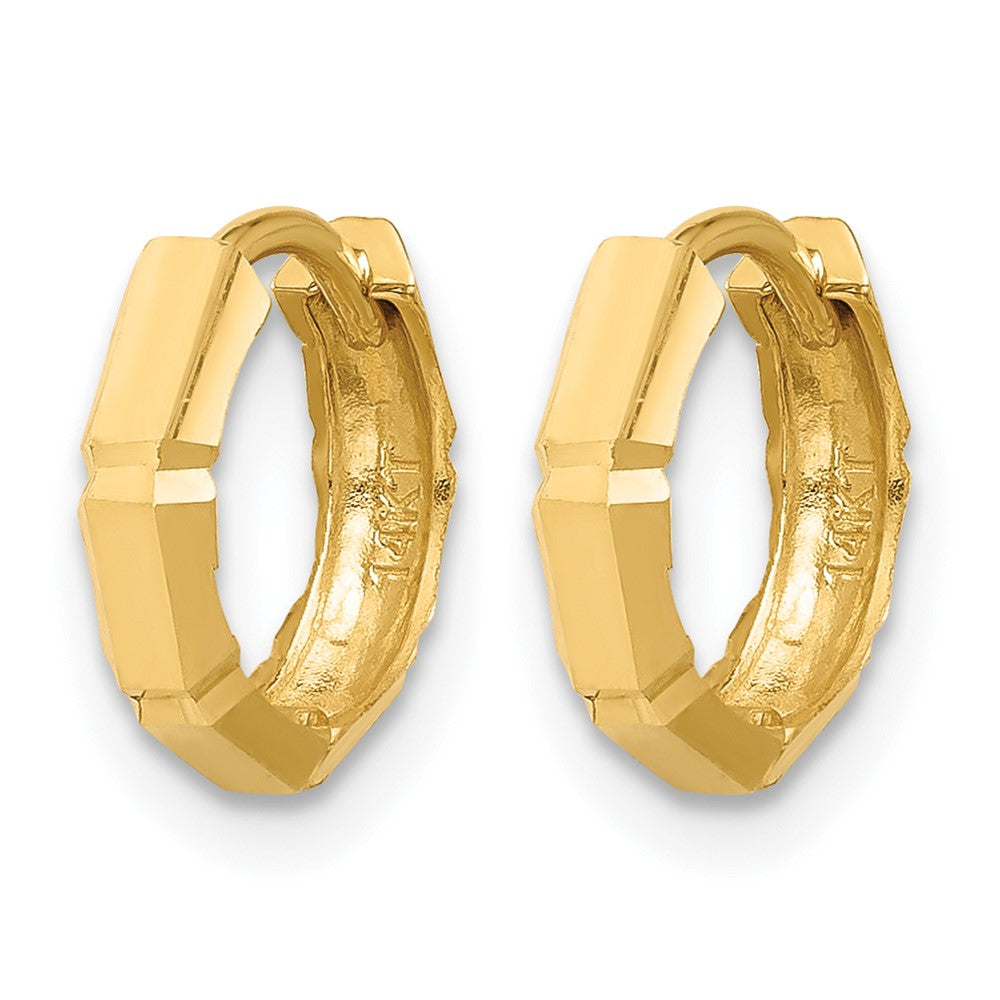 10K Gelbgold Poliert und Diamantiert Huggie Creolen