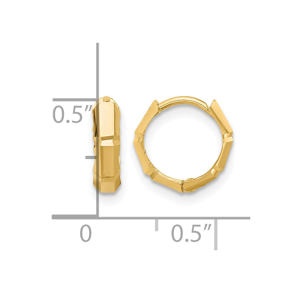10K Gelbgold Poliert und Diamantiert Huggie Creolen