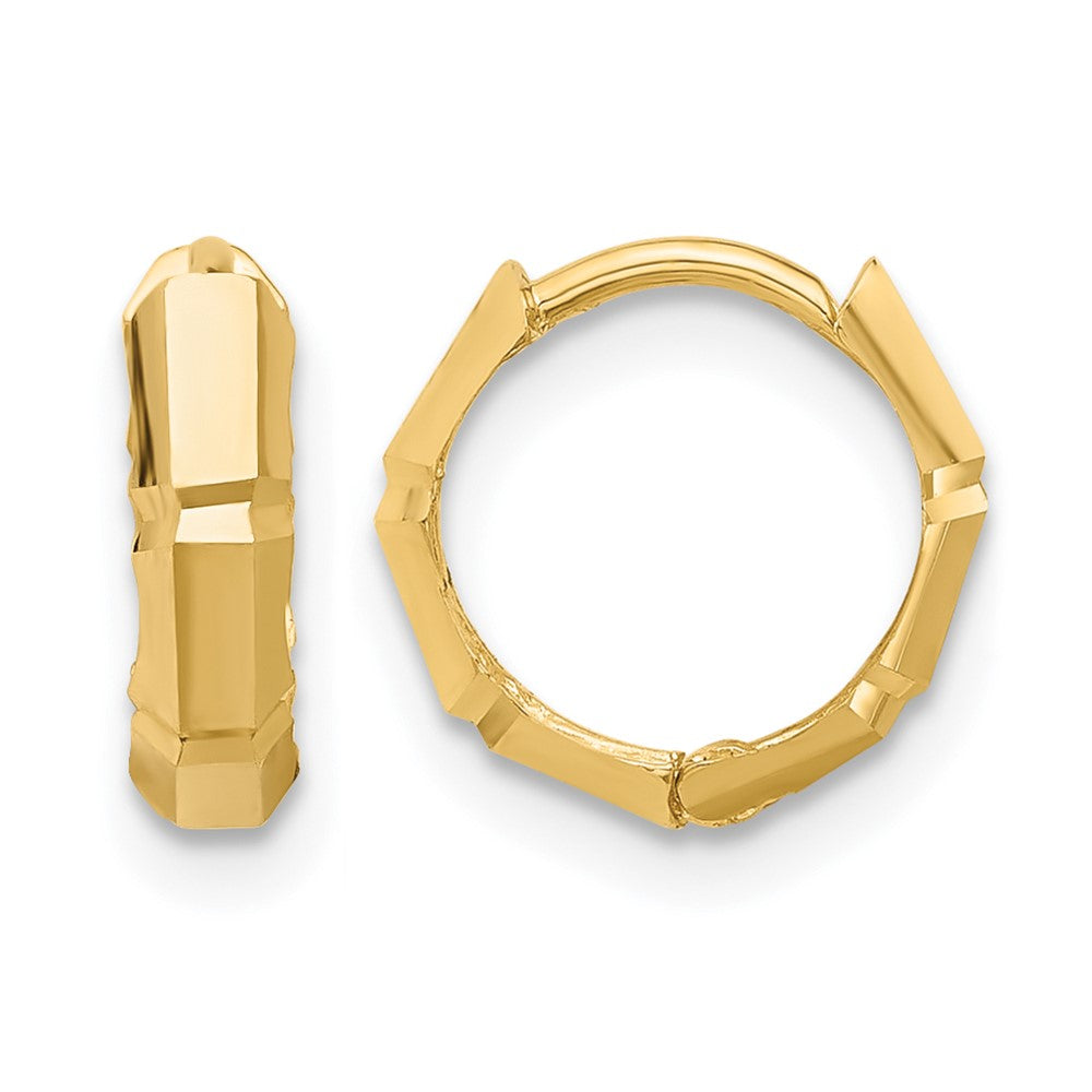 10K Gelbgold Poliert und Diamantiert Huggie Creolen