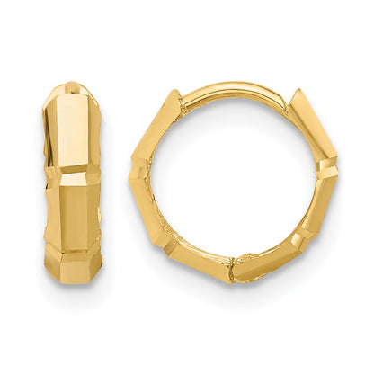 10K Gelbgold Poliert und Diamantiert Huggie Creolen