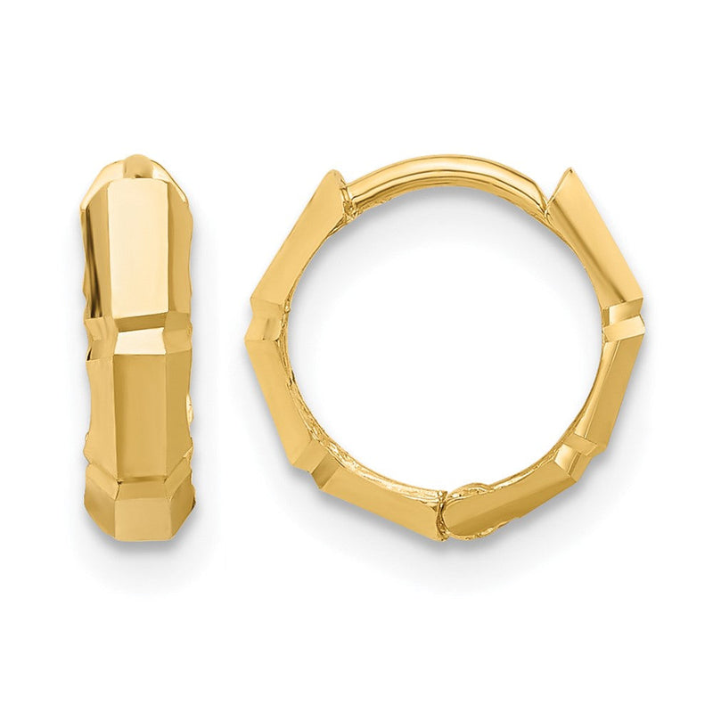 10K Gelbgold Poliert und Diamantiert Huggie Creolen