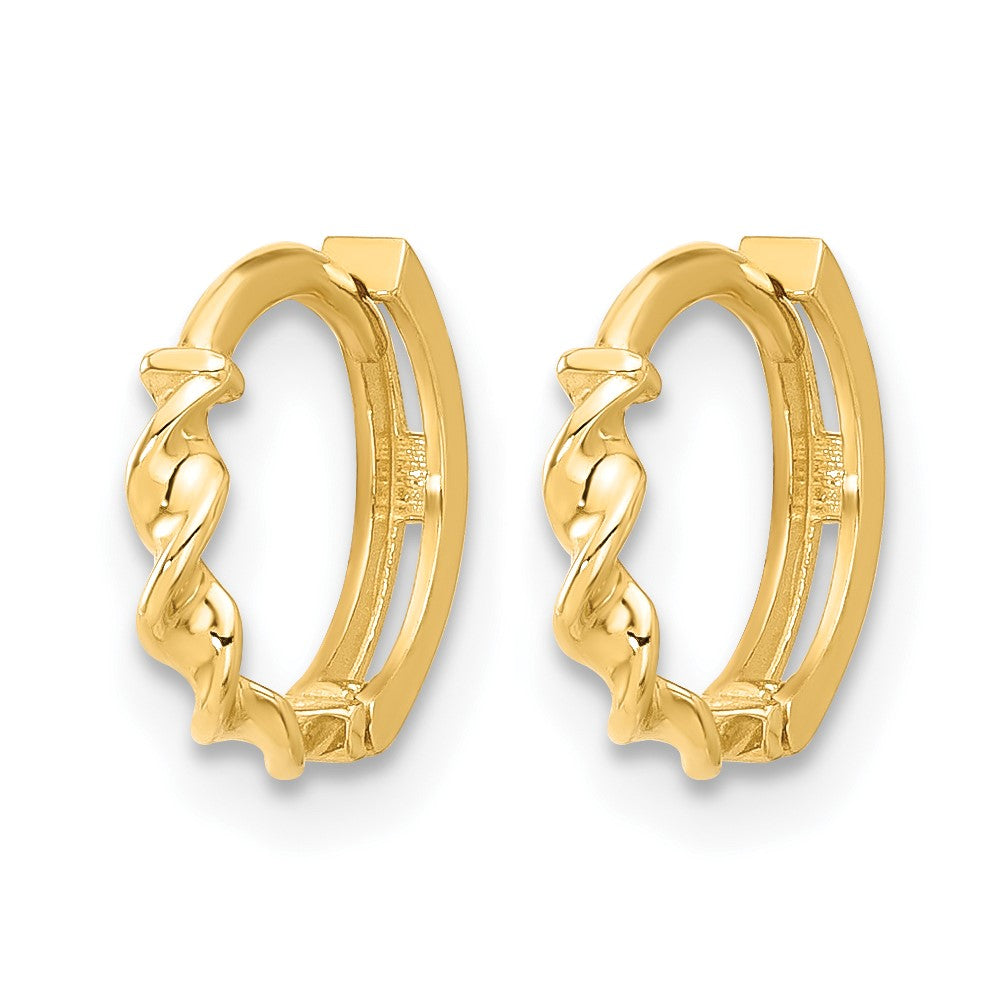 10K Gelbgold Poliert Gedreht Huggie Creolen