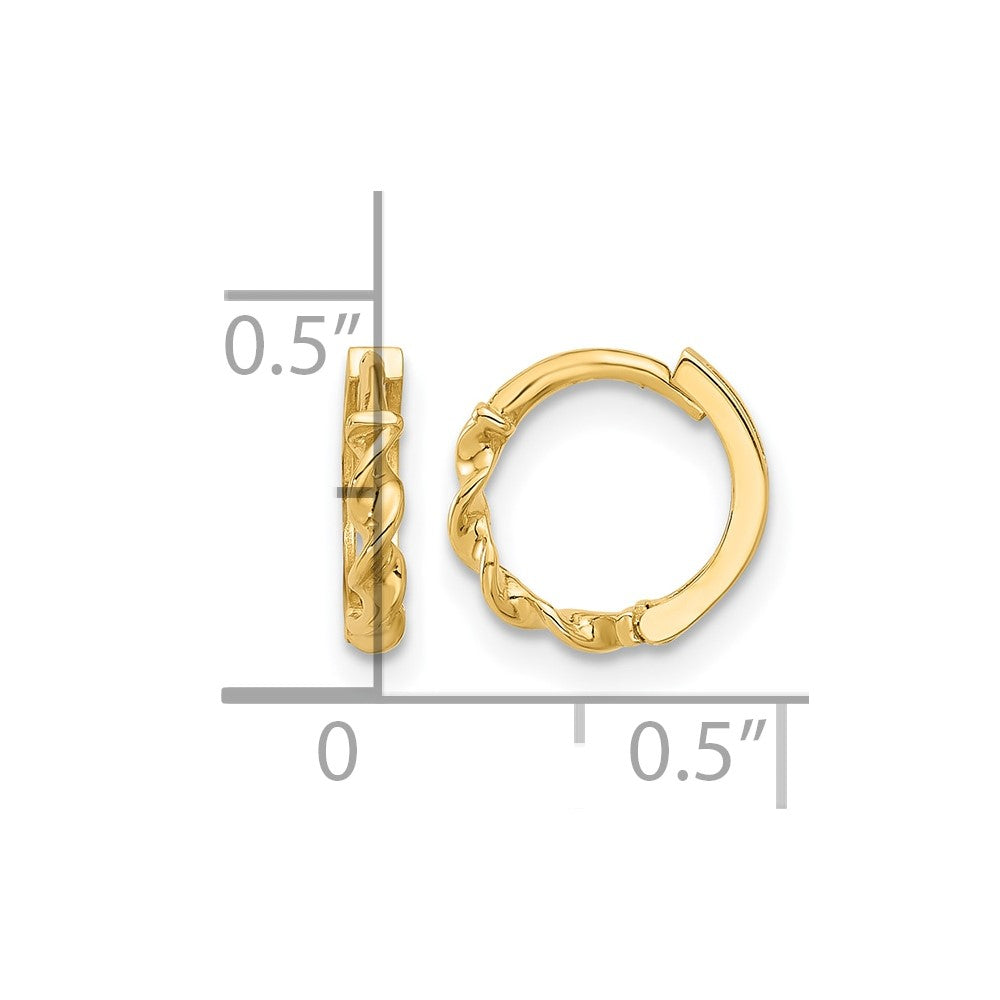 10K Gelbgold Poliert Gedreht Huggie Creolen