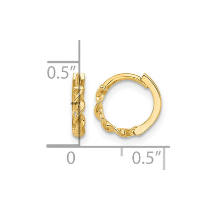10K Gelbgold Poliert Gedreht Huggie Creolen