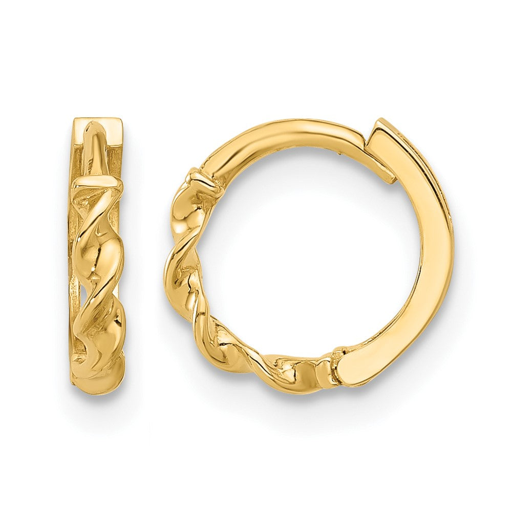 10K Gelbgold Poliert Gedreht Huggie Creolen