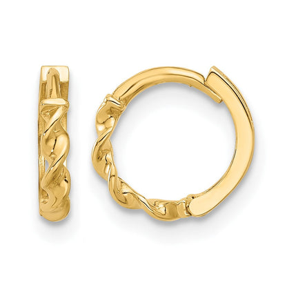 10K Gelbgold Poliert Gedreht Huggie Creolen
