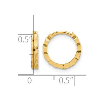 10K Gelbgold Poliert und Diamantiert Huggie Creolen