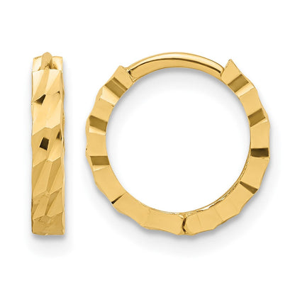 10K Gelbgold Poliert und Diamantiert Huggie Creolen