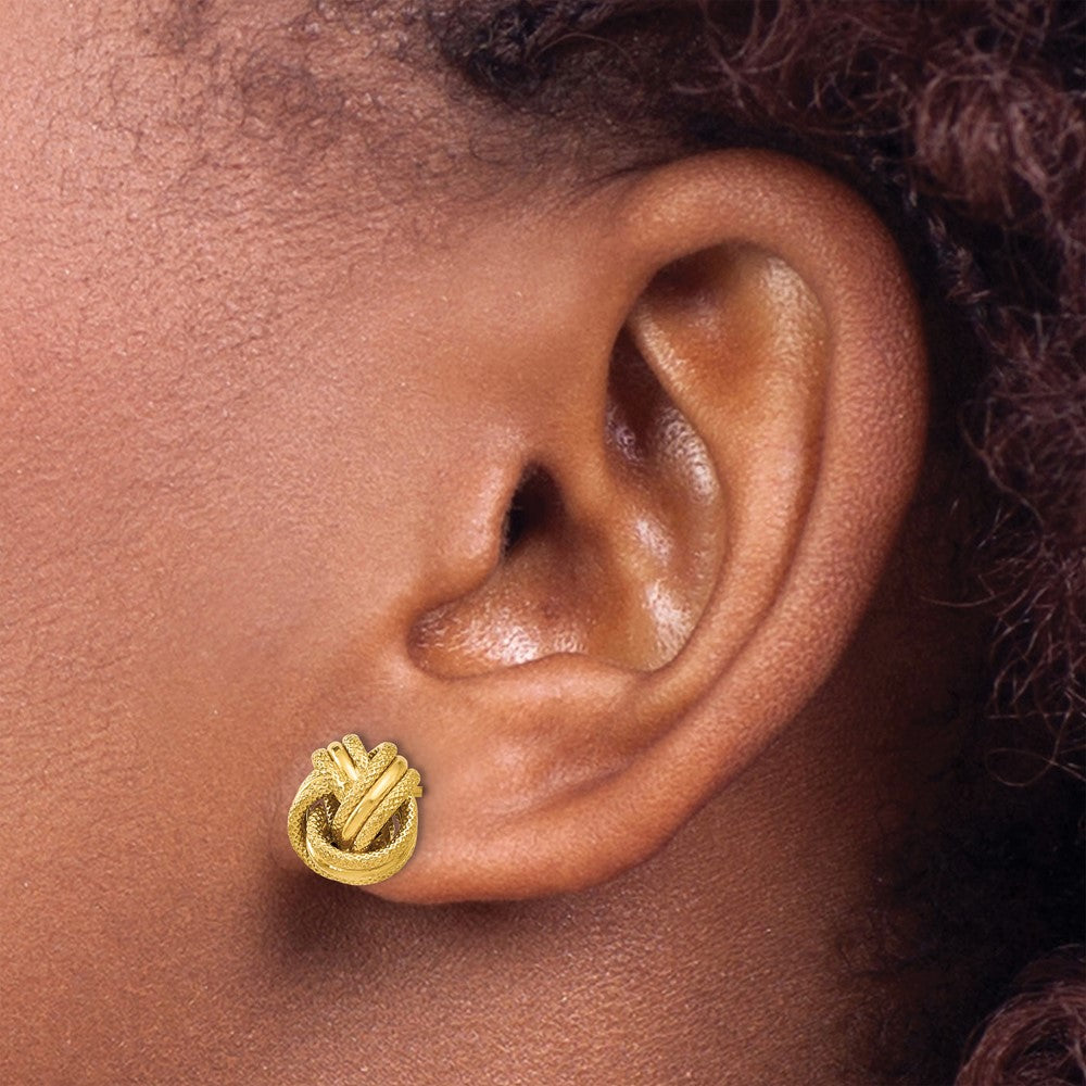 10K Gelbgold Knoten Poliert Diamantiert Ohrstecker