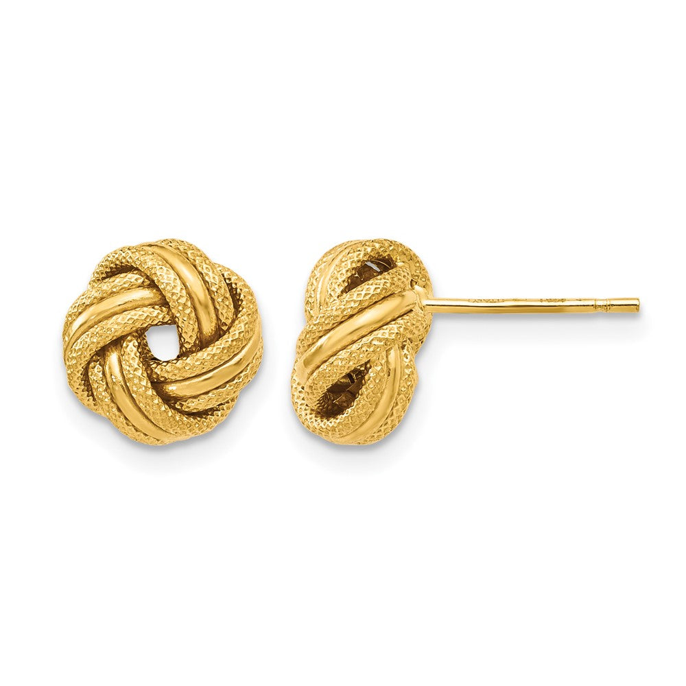 10K Gelbgold Knoten Poliert Diamantiert Ohrstecker
