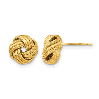 10K Gelbgold Knoten Poliert Diamantiert Ohrstecker