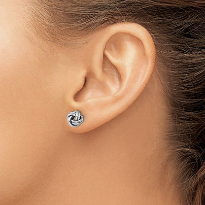 10K Gelb Rhodium Weiß Poliert Liebe Knoten Ohrstecker