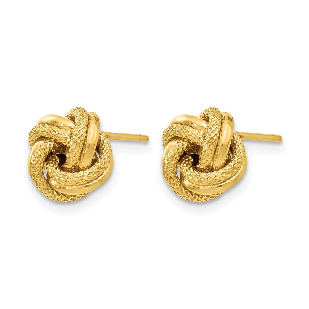 10K Gelbgold Poliert Diamantiert Liebe Knoten Ohrstecker