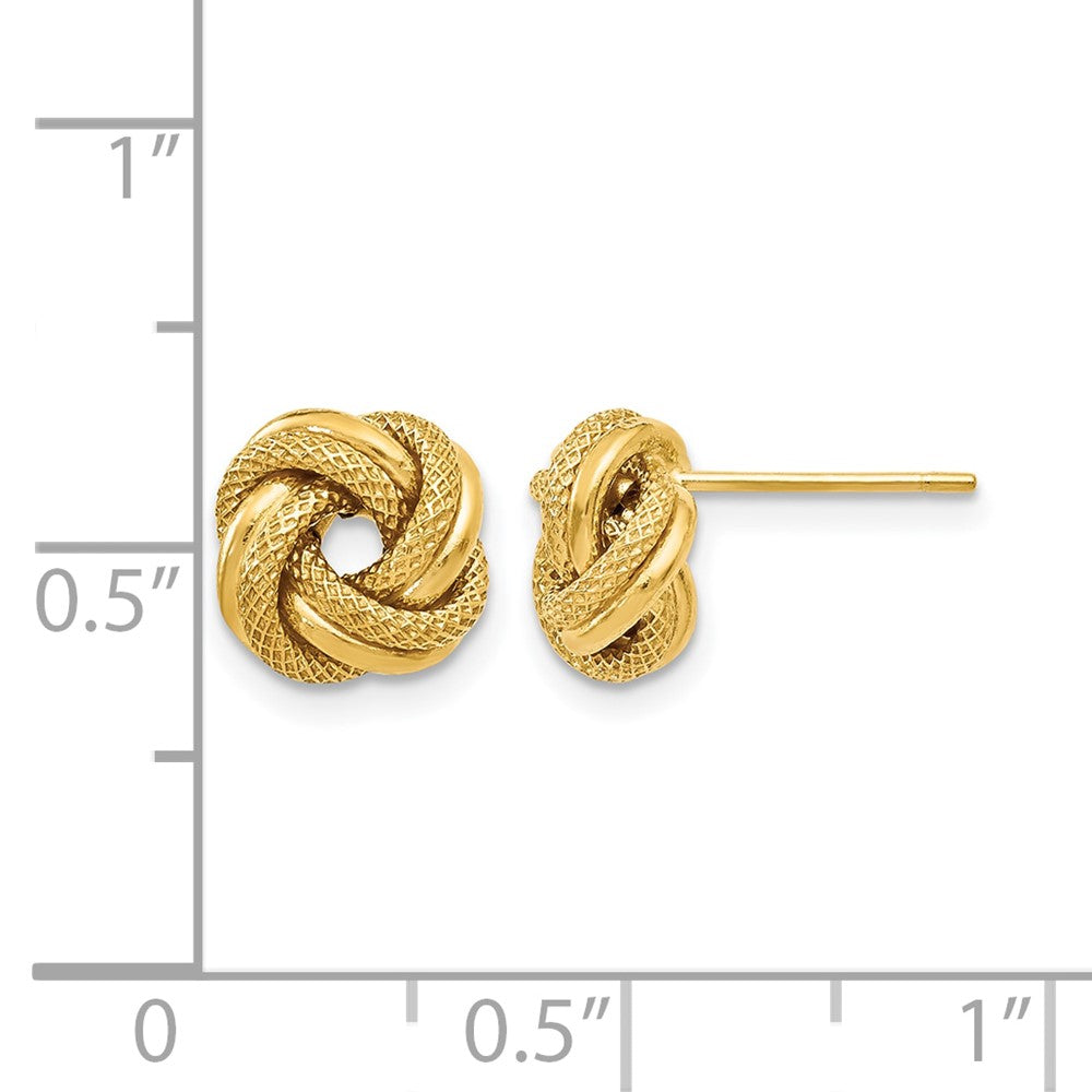 10K Gelbgold Poliert Diamantiert Liebe Knoten Ohrstecker