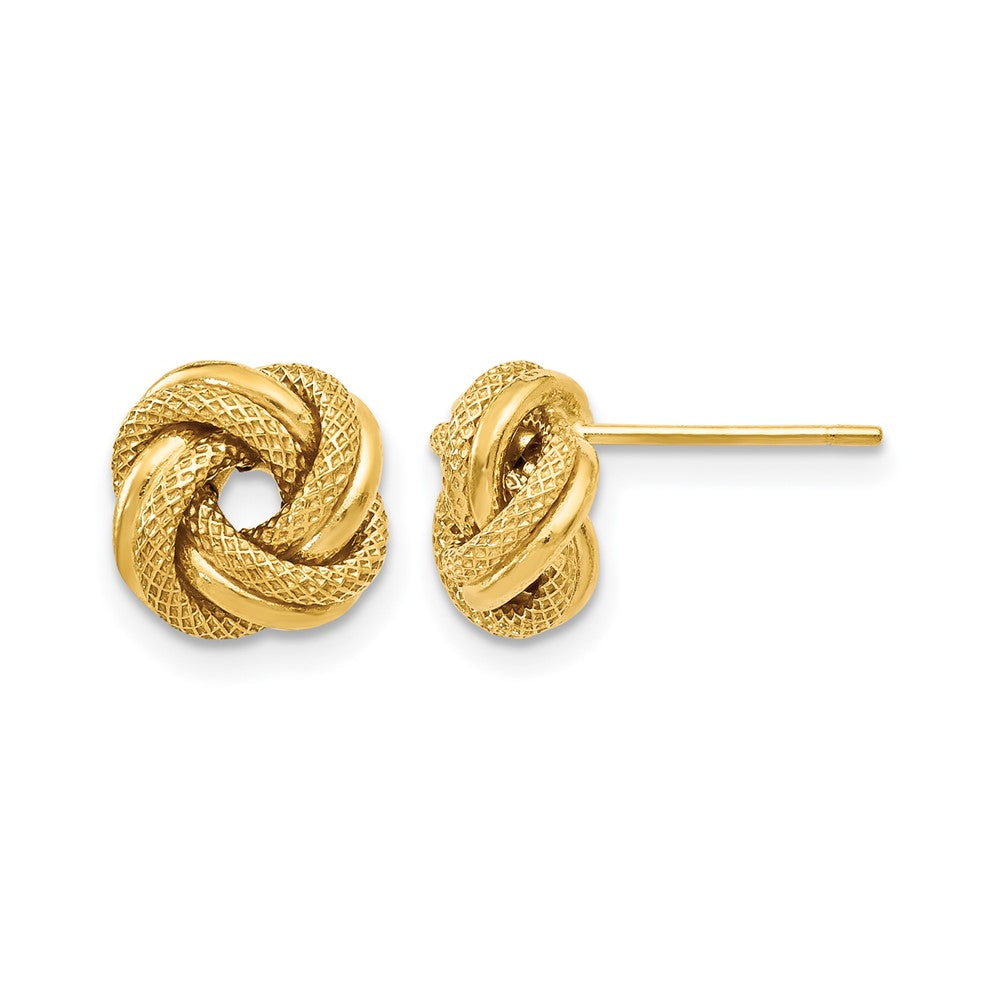 10K Gelbgold Poliert Diamantiert Liebe Knoten Ohrstecker
