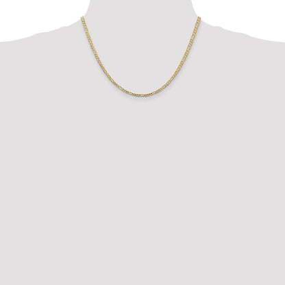 10K Gelbgold 3mm Konkav Figaro Halskette