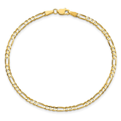 10K Gelbgold 3mm Konkav Figaro Kette Fußkettchen