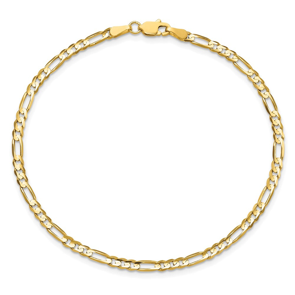 10K Gelbgold 3mm Konkav Figaro Gliederarmband