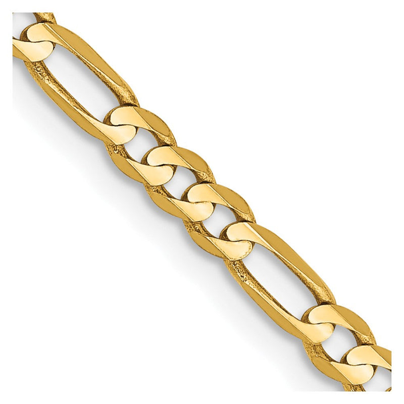 10K Gelbgold 3mm Konkav Figaro Halskette