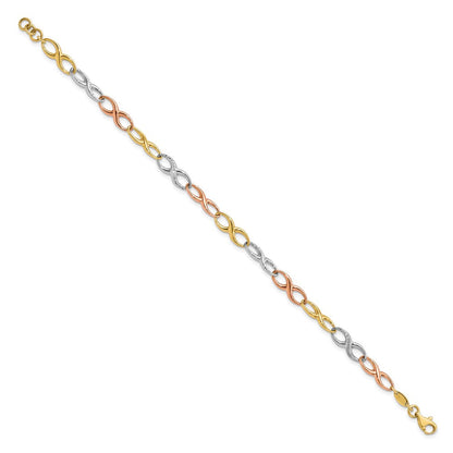 10K Tricolor Unendlichkeit Symbol Glieder Armband