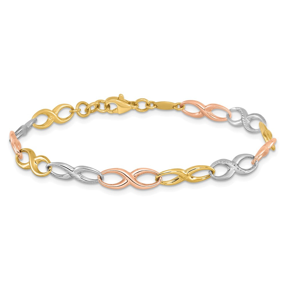 10K Tricolor Unendlichkeit Symbol Glieder Armband