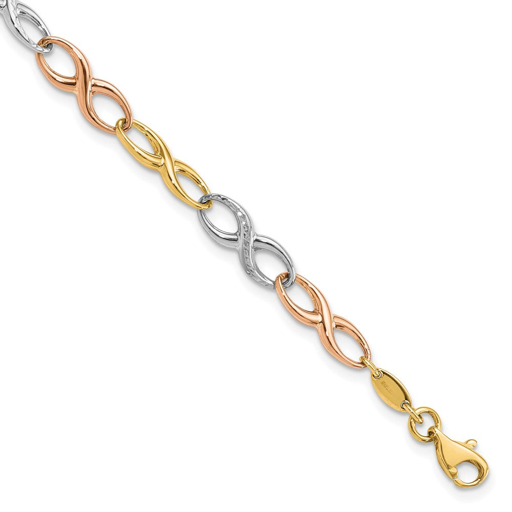 10K Tricolor Unendlichkeit Symbol Glieder Armband
