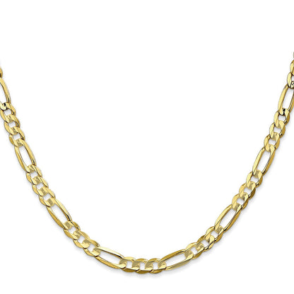 10K Gelbgold 4.5mm Konkav Offen Figaro Halskette