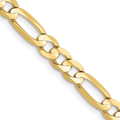 10K Gelbgold 4.5mm Konkav Offen Figaro Halskette