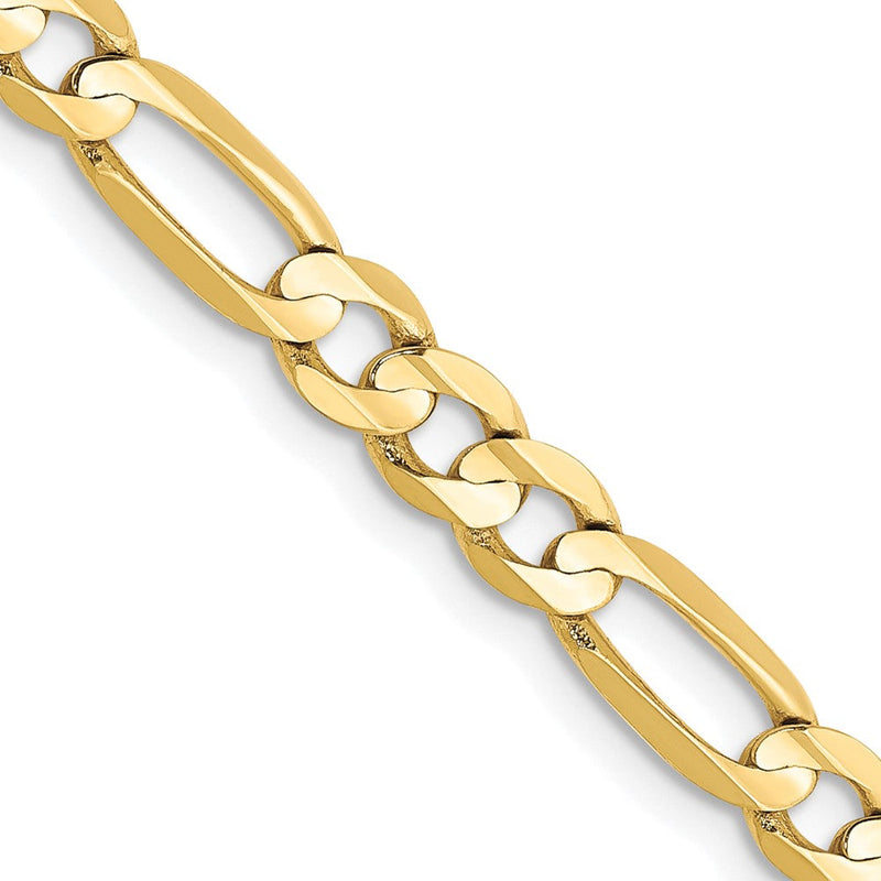 10K Gelbgold 4.5mm Konkav Offen Figaro Halskette